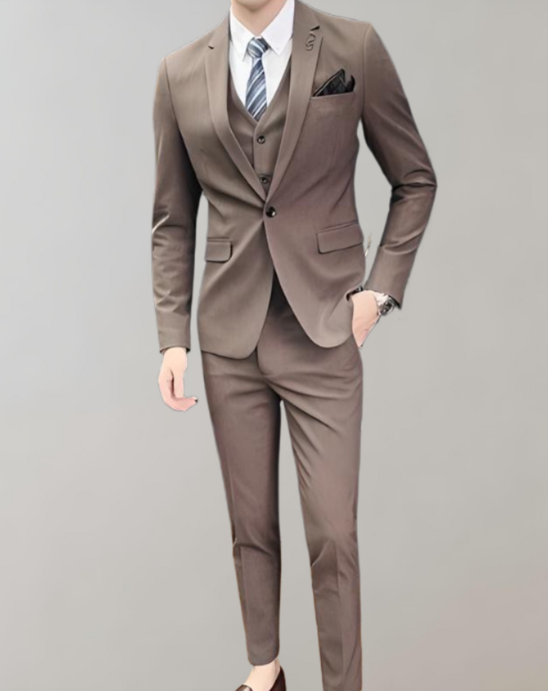 Comfortable 3-Piece Men's Suit - Felix-Brown-M-Nora Luxe