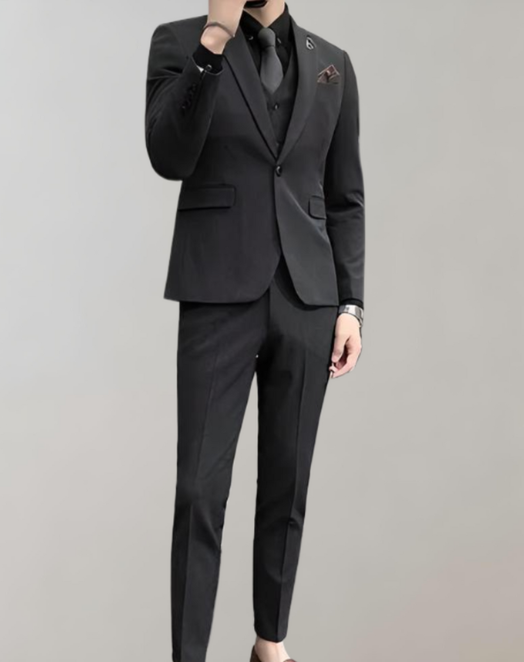 Comfortable 3-Piece Men's Suit - Felix-Dark Gray-M-Nora Luxe