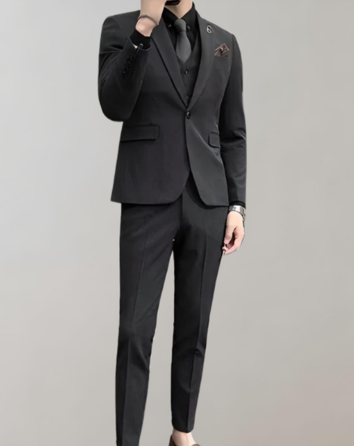 Comfortable 3-Piece Men's Suit - Felix-Dark Gray-M-Nora Luxe