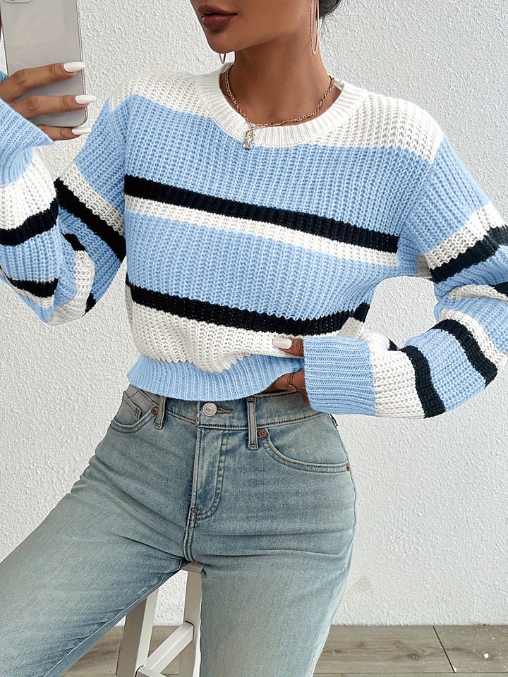 Comfortable and Stylish Knitted Sweater - Sienna-Blue-S-Nora Luxe