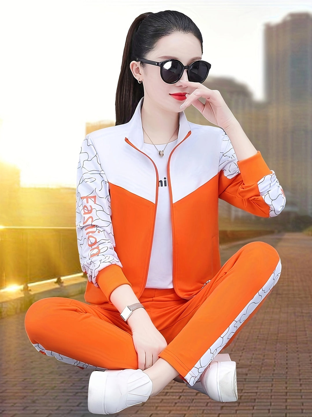 Comfortable and Stylish Tracksuit for Women - Sabine-Orange - Orange-M-Nora Luxe
