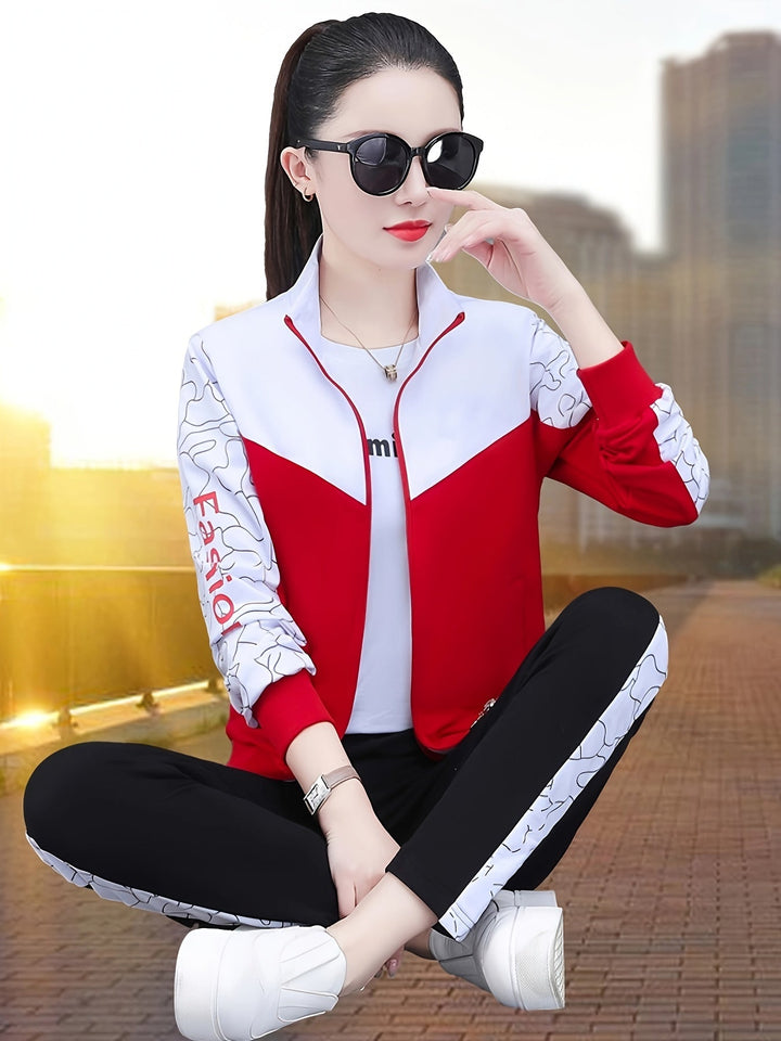 Comfortable and Stylish Tracksuit for Women - Sabine-Orange - White-M-Nora Luxe