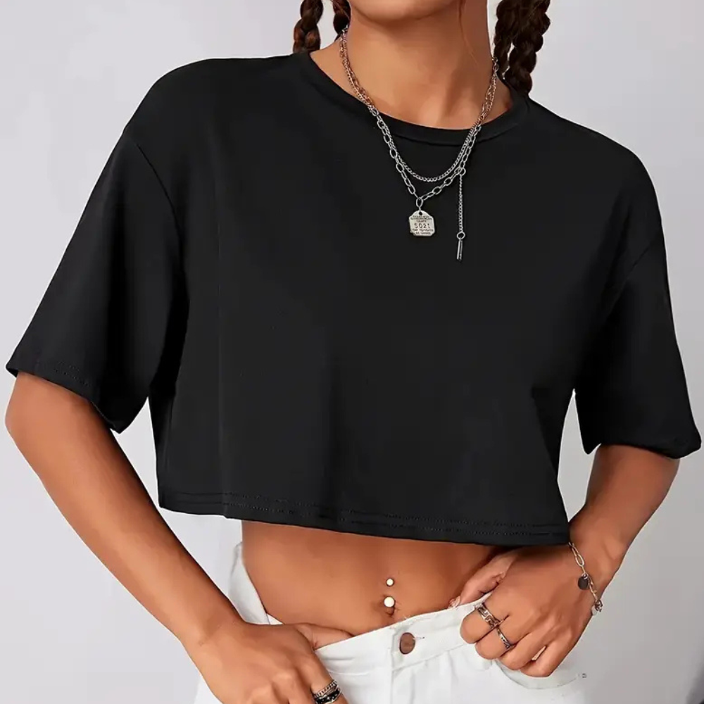 Comfortable Black T-shirt for Women - Livia-XS-Nora Luxe