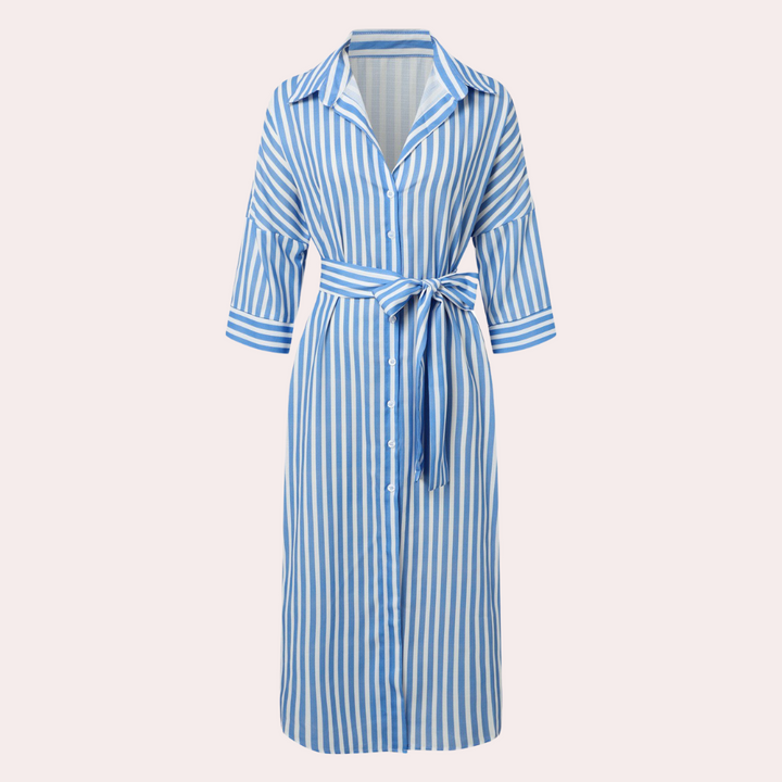Comfortable Button-Down Dress - Noa-Blue-2XS-Nora Luxe