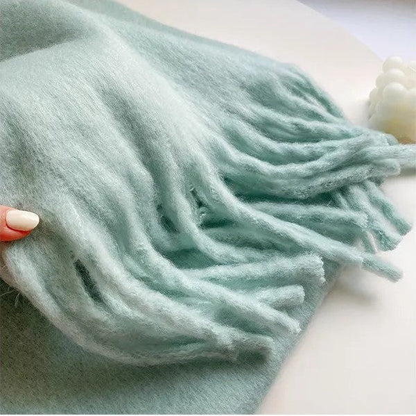 Comfortable Cashmere Scarf for Women - Eloise-Light Green-Nora Luxe