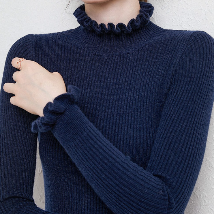 Comfortable Cashmere Women's Turtleneck - Aurélie-Blue-S-Nora Luxe