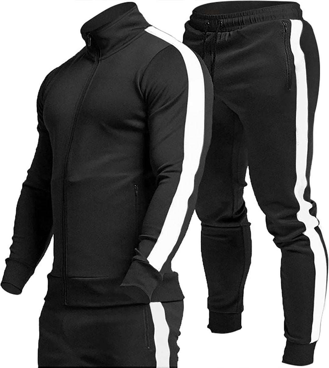 Comfortable Casual Men's Tracksuit - Logan-Black/White-S-Nora Luxe