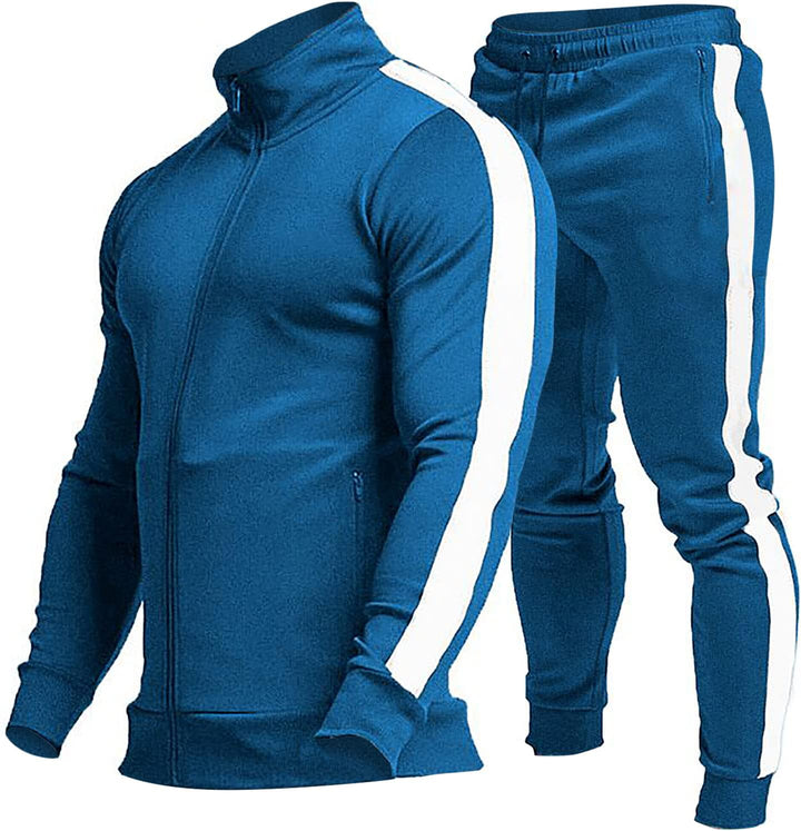 Comfortable Casual Men's Tracksuit - Logan-Blue/White-S-Nora Luxe