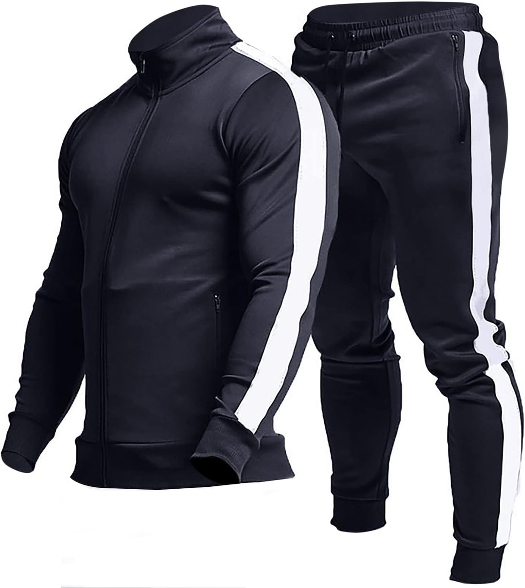 Comfortable Casual Men's Tracksuit - Logan-Dark Blue/White-S-Nora Luxe