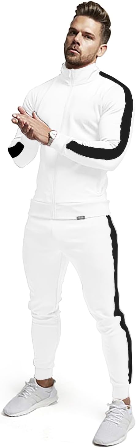 Comfortable Casual Men's Tracksuit - Logan-Green/White-S-Nora Luxe
