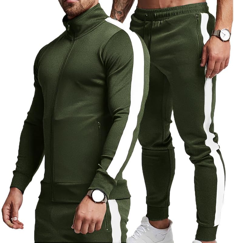 Comfortable Casual Men's Tracksuit - Logan-Green/White-S-Nora Luxe