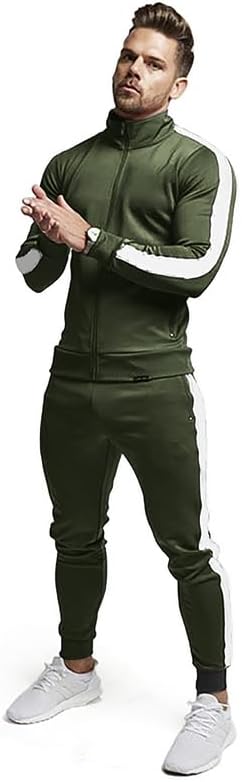 Comfortable Casual Men's Tracksuit - Logan-Green/White-S-Nora Luxe