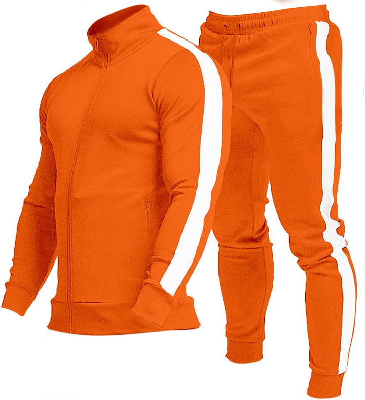 Comfortable Casual Men's Tracksuit - Logan-Orange/White-S-Nora Luxe