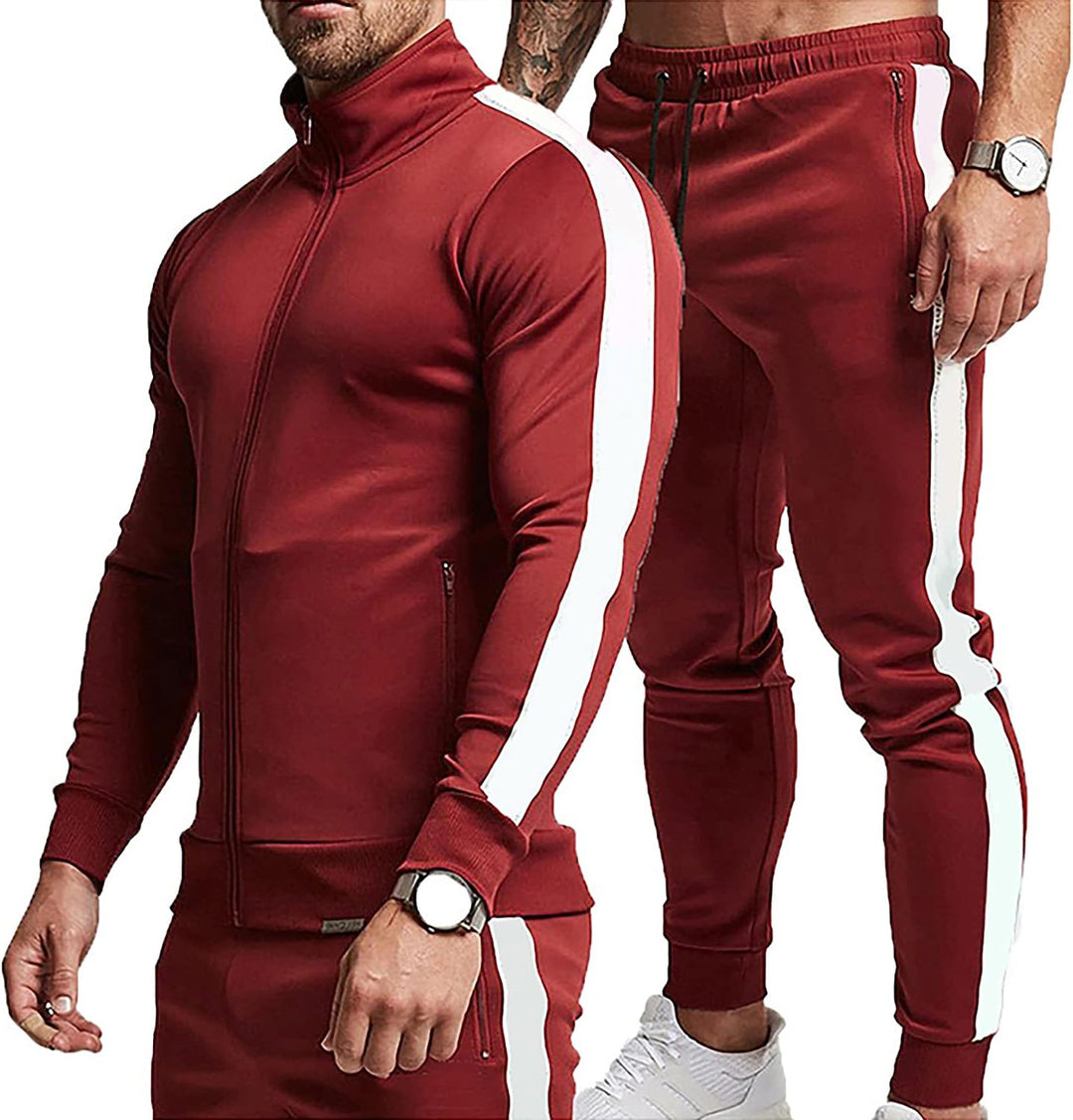 Comfortable Casual Men's Tracksuit - Logan-Red/White-S-Nora Luxe