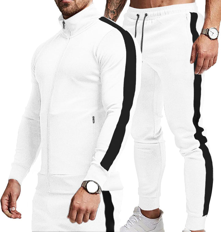 Comfortable Casual Men's Tracksuit - Logan-White/Black-S-Nora Luxe