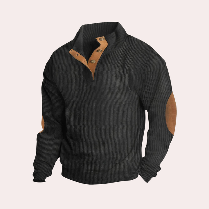 Comfortable Corduroy Sweater for Men - Milan-Black-S-Nora Luxe