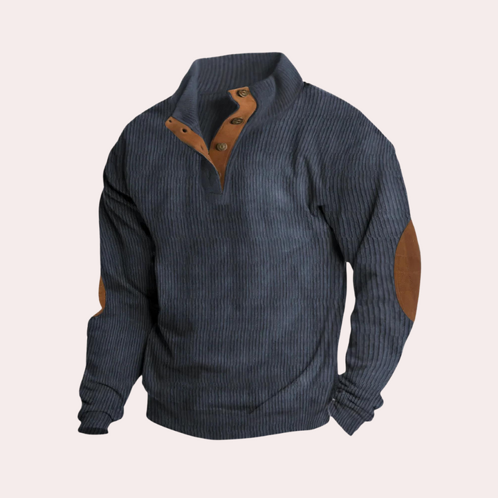 Comfortable Corduroy Sweater for Men - Milan-Blue-S-Nora Luxe