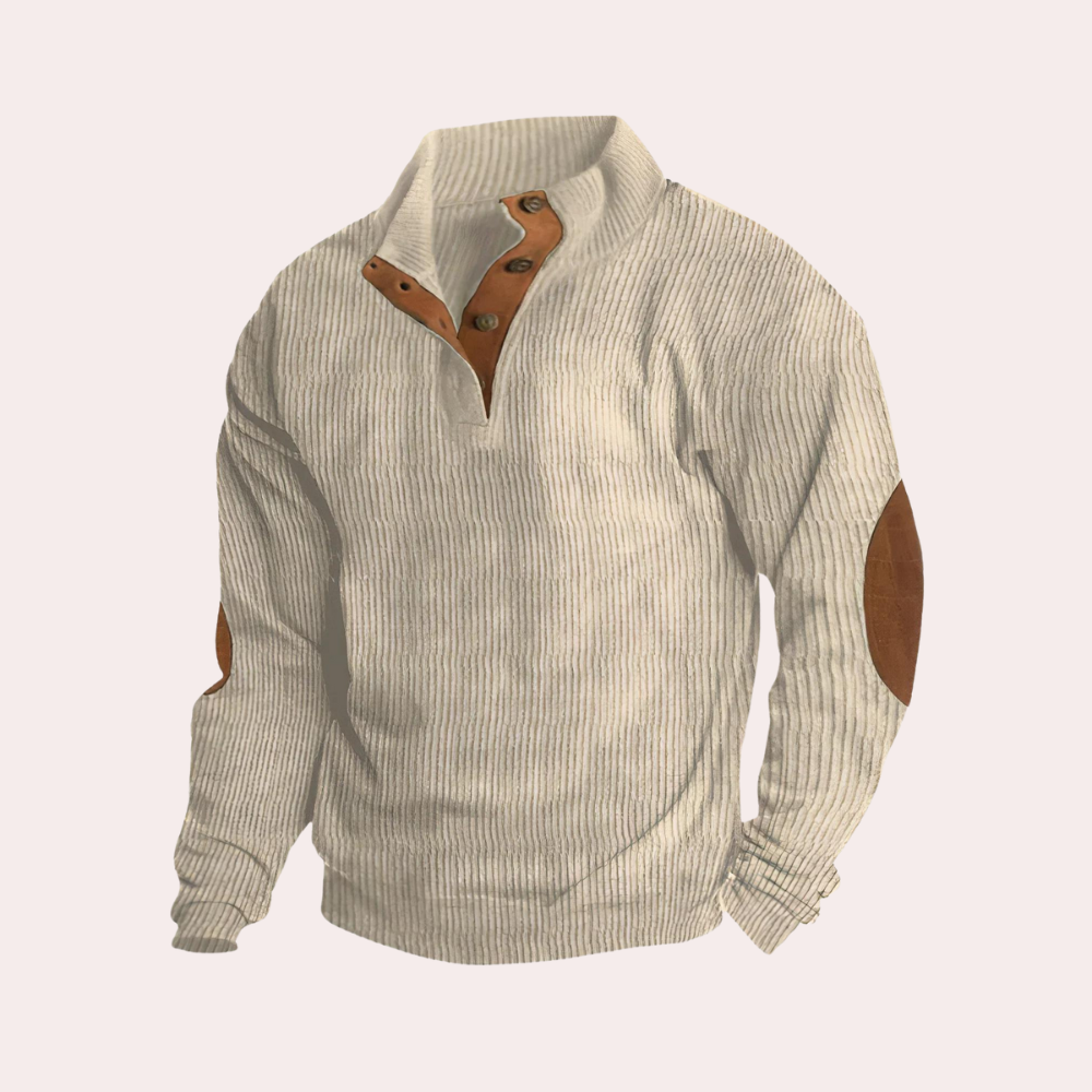 Comfortable Corduroy Sweater for Men - Milan-Khaki-S-Nora Luxe