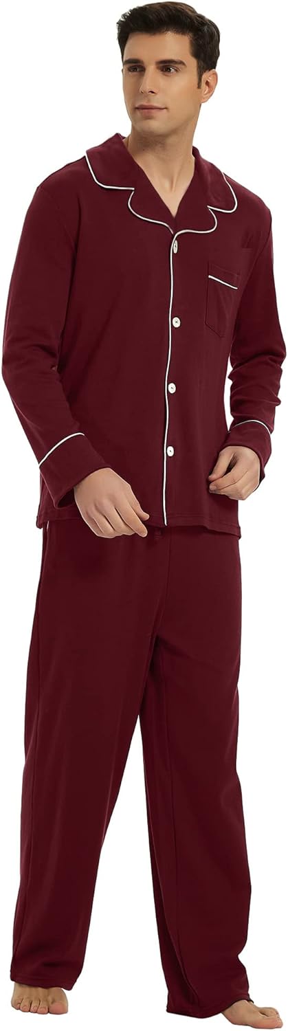 Comfortable Cotton Men's Pajama - Leo-Bordeaux Red-S-Nora Luxe