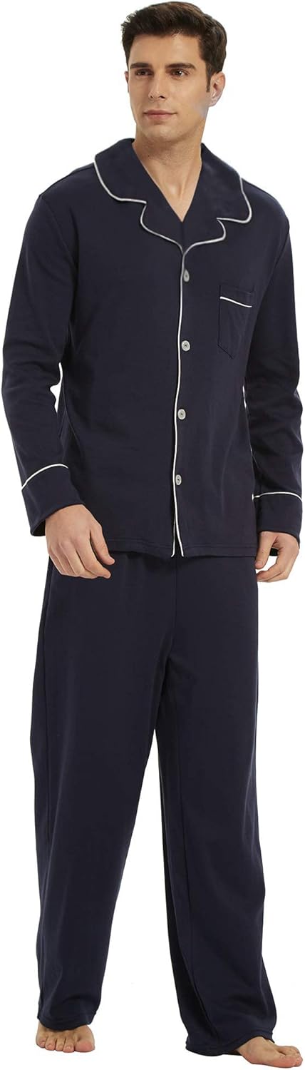 Comfortable Cotton Men's Pajama - Leo-Dark Blue-S-Nora Luxe