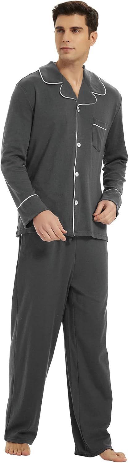 Comfortable Cotton Men's Pajama - Leo-Dark Gray-S-Nora Luxe