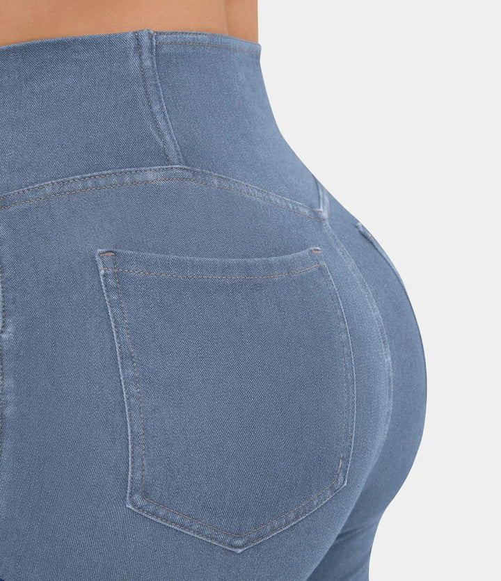 Comfortable Curvy High Waist Jeans - Aria-Light blue-XS-Nora Luxe
