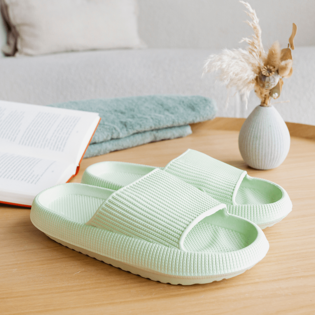 Comfortable Cushioned Slippers - Nora-Mint green-4/4.5-The Livary