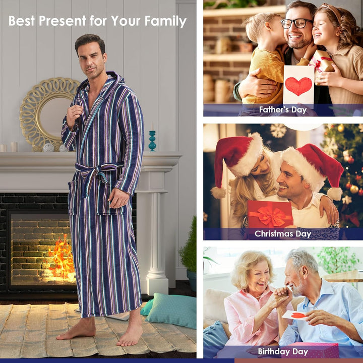 Comfortable Flannel Men's Bathrobe - James-Black-S/M-Nora Luxe