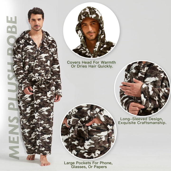Comfortable Flannel Men's Bathrobe - James-Black-S/M-Nora Luxe