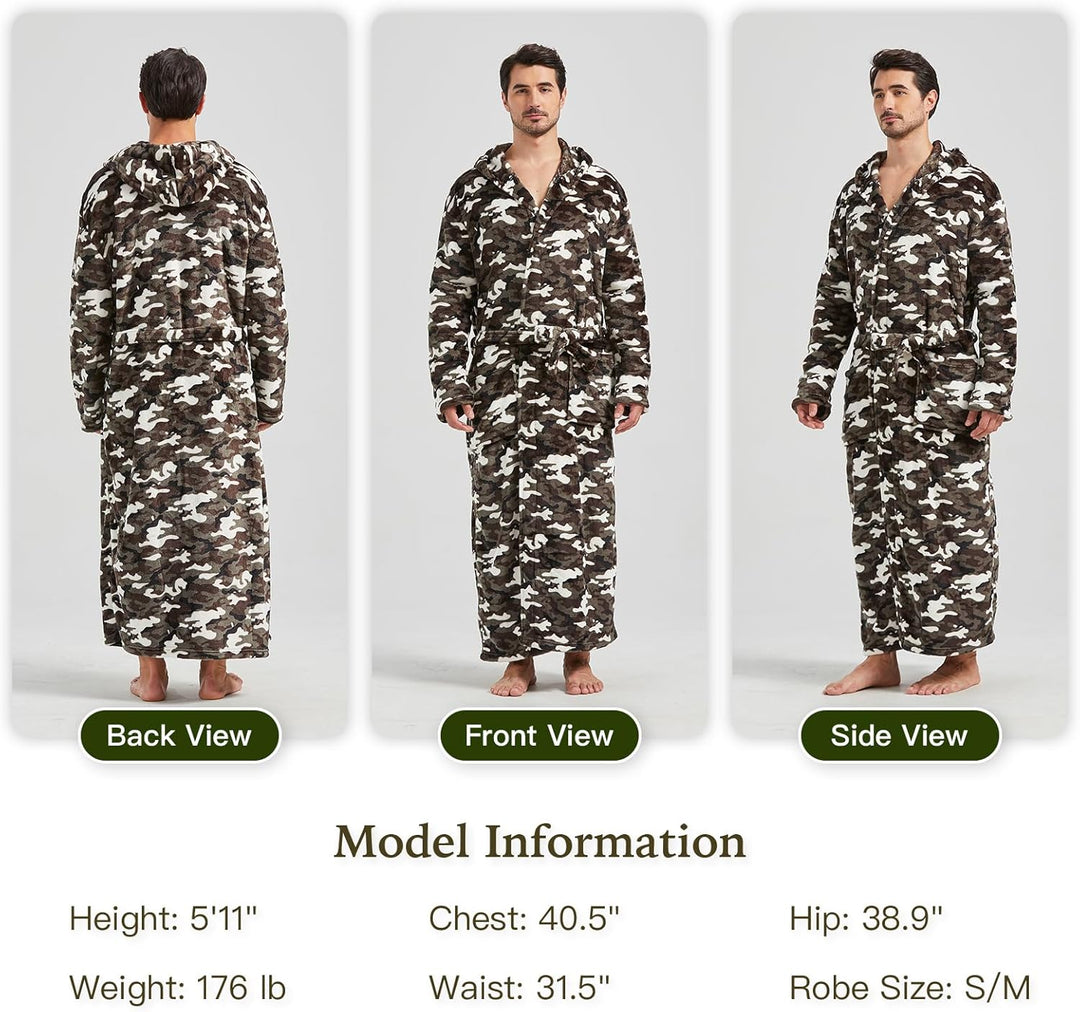 Comfortable Flannel Men's Bathrobe - James-Black-S/M-Nora Luxe