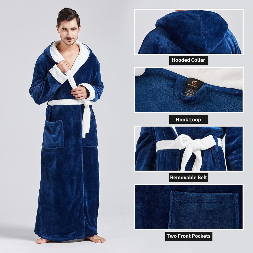 Comfortable Flannel Men's Bathrobe - James-Black-S/M-Nora Luxe