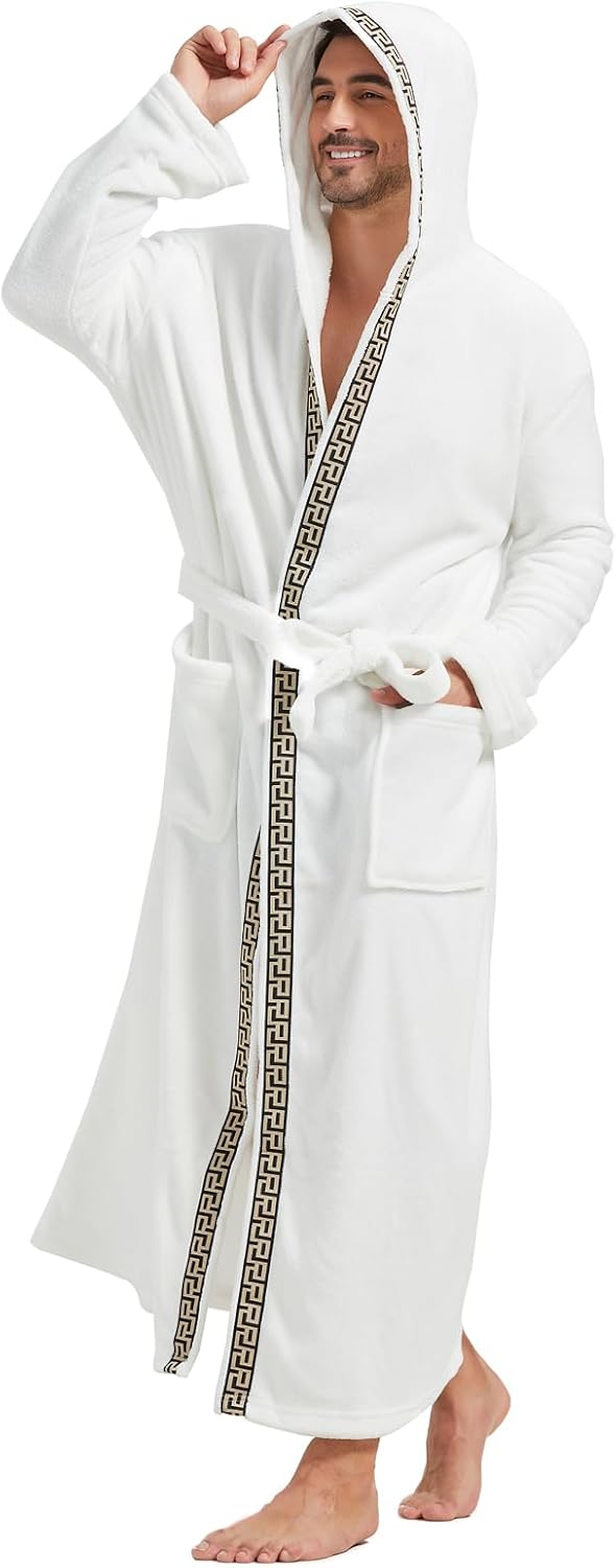 Comfortable Flannel Men's Bathrobe - James-Black-S/M-Nora Luxe