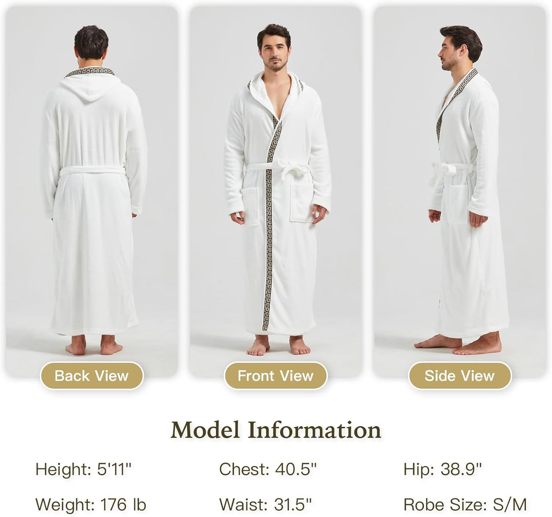 Comfortable Flannel Men's Bathrobe - James-Black-S/M-Nora Luxe