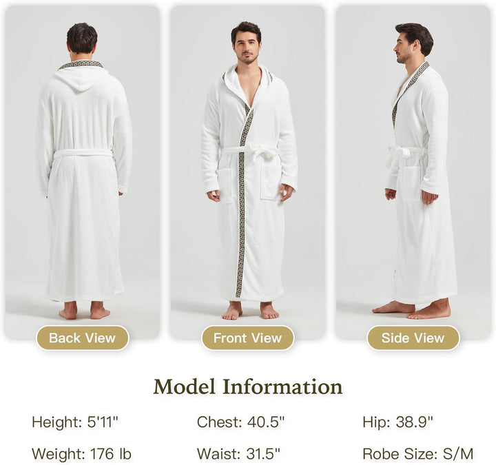 Comfortable Flannel Men's Bathrobe - James-Black-S/M-Nora Luxe