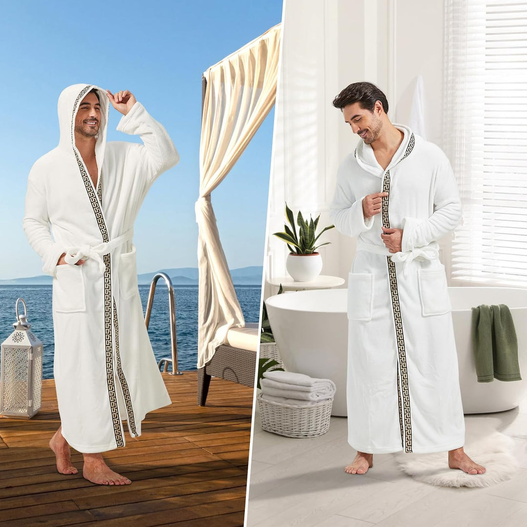 Comfortable Flannel Men's Bathrobe - James-Black-S/M-Nora Luxe