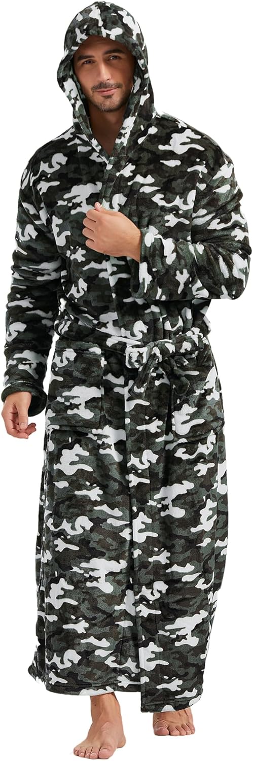 Comfortable Flannel Men's Bathrobe - James-Camouflage-S/M-Nora Luxe