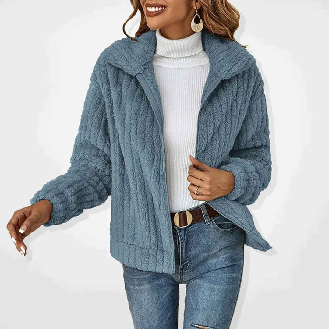 Comfortable Fleece Ladies' Jacket - Charlotte-Blue-S-Nora Luxe