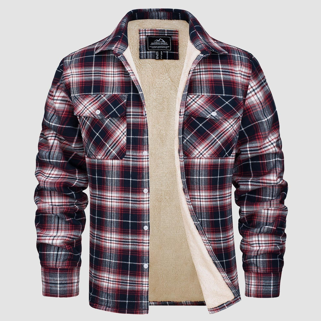 Comfortable Fleece Shirt - Ruben-White Red-S-Nora Luxe