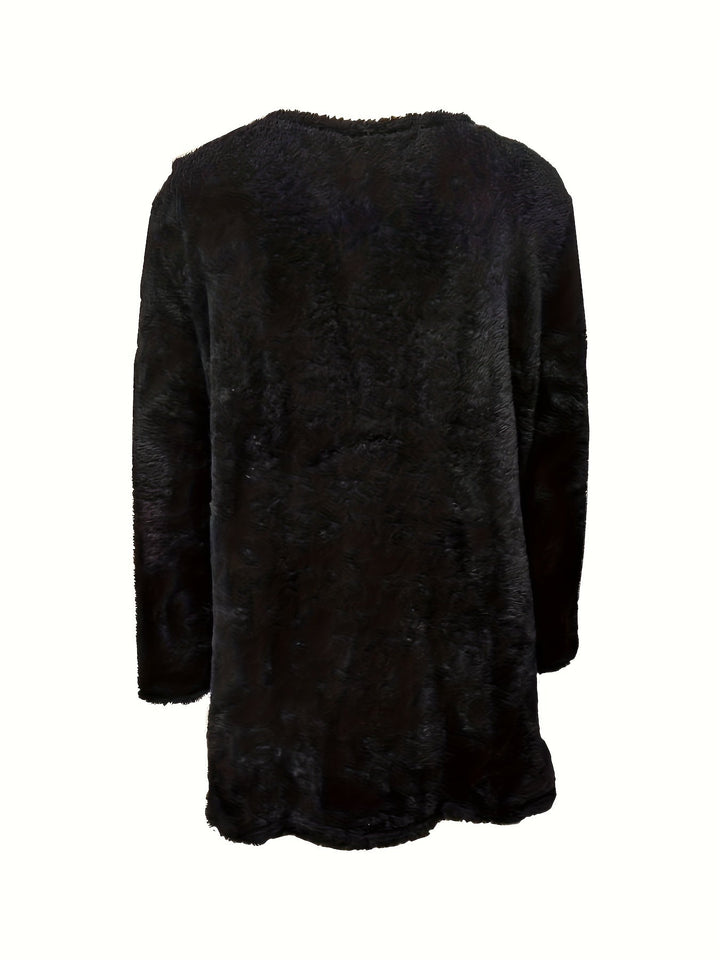 Comfortable Fleece Sweatshirt with Print - Luna-Light blue-S-Nora Luxe