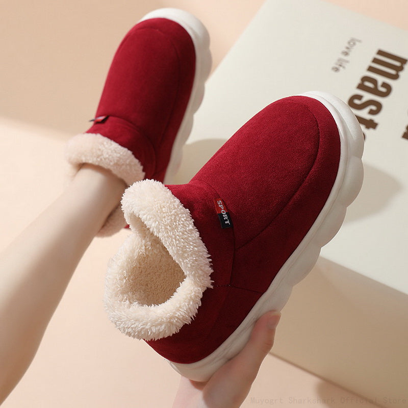 Comfortable Fur Slippers - Sofie-Bordeaux Red-4.5-Nora Luxe