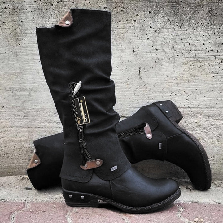 Comfortable High Boots with Storage Compartment - Alina-Black-4.0-Nora Luxe