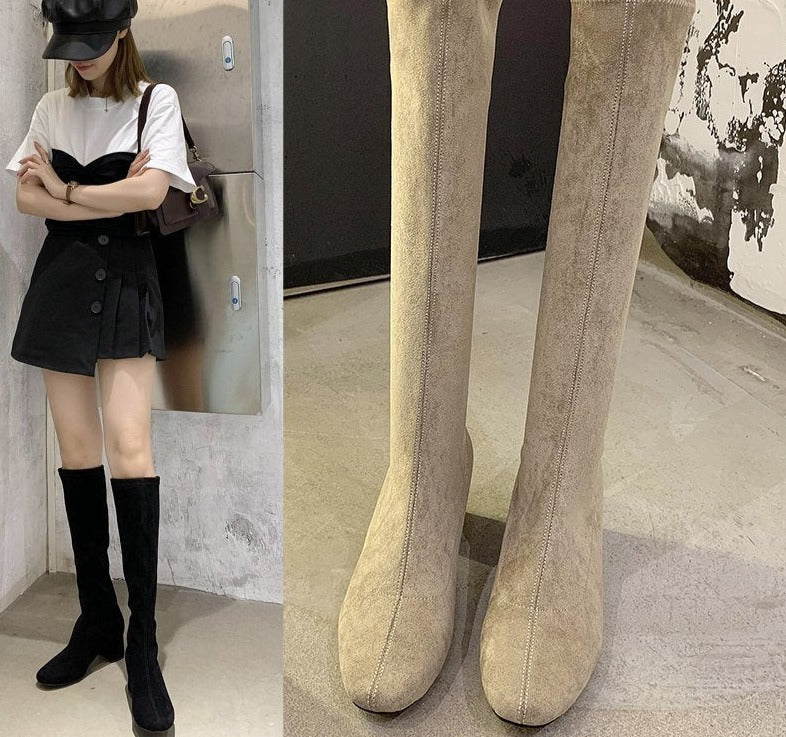 Comfortable High Boots with Thick Heel - Larissa-Black-4.0-Nora Luxe