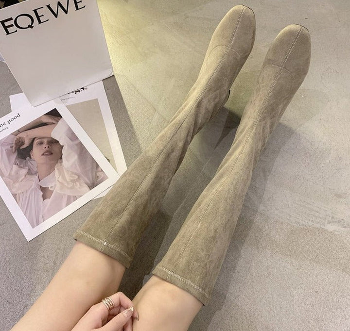 Comfortable High Boots with Thick Heel - Larissa-Black-4.0-Nora Luxe