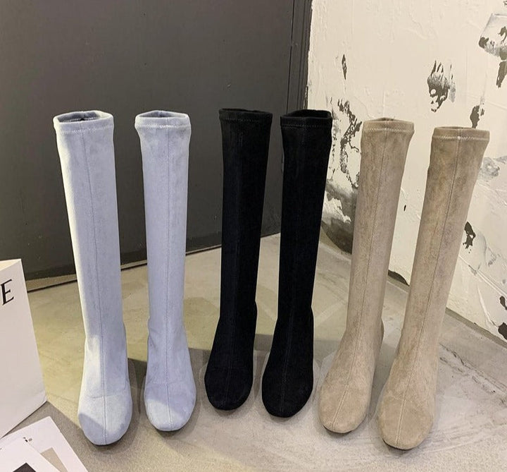 Comfortable High Boots with Thick Heel - Larissa-Black-4.0-Nora Luxe