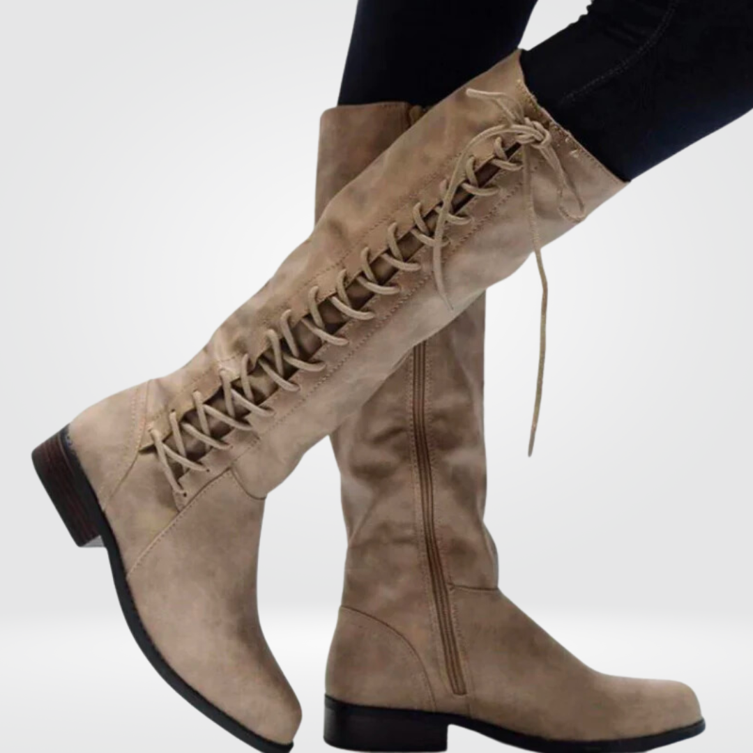 Comfortable High Women's Boots - Elena-Beige-3.0-Nora Luxe