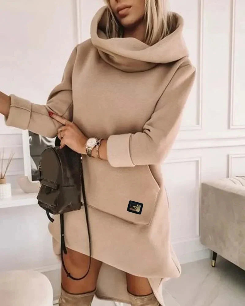 Comfortable Hoodie Dress - EllaCharm-Beige-S-Nora Luxe