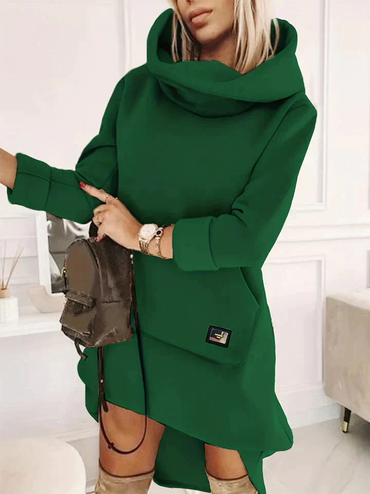 Comfortable Hoodie Dress - EllaCharm-Green-S-Nora Luxe