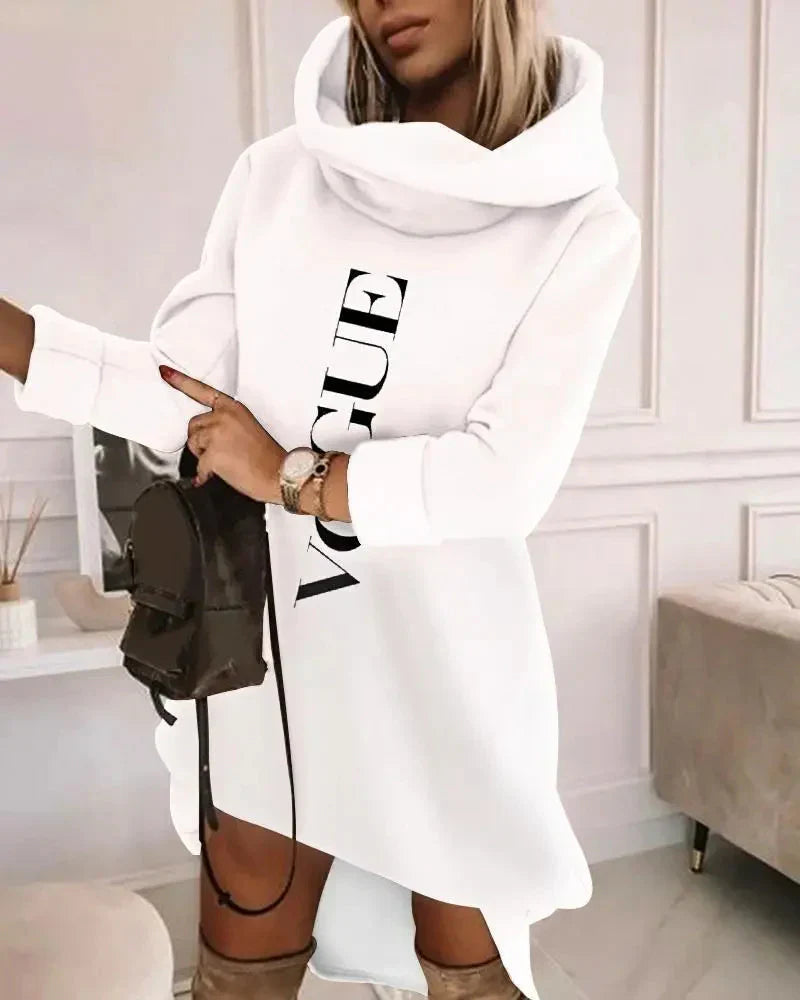 Comfortable Hoodie Dress - EllaCharm-White-S-Nora Luxe