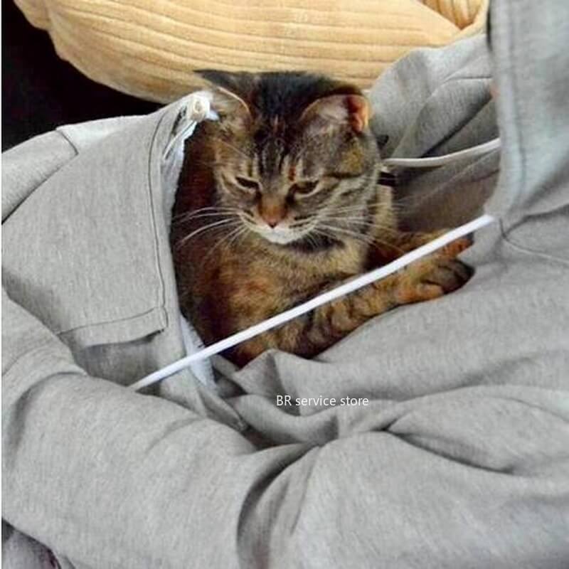 Comfortable Hoodie with Cat Pocket - CozyPurr-Black-S-Nora Luxe