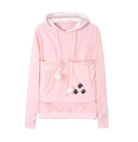 Comfortable Hoodie with Cat Pocket - CozyPurr-Pink-S-Nora Luxe
